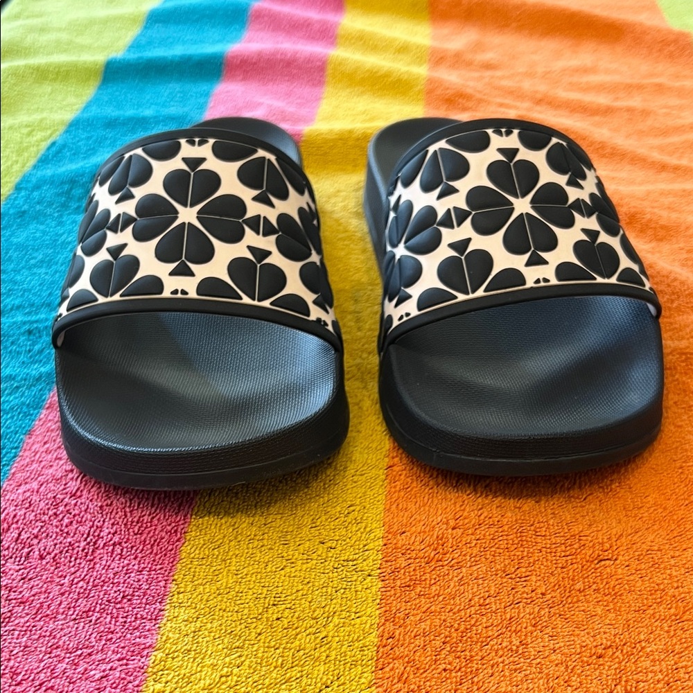 kate spade Navy and White Floral Slide Sandals - Picture 8 of 15